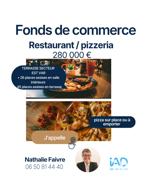 Vente Restaurant 65 m&sup2; 279999 83600 Les adrets-de-l'estérel