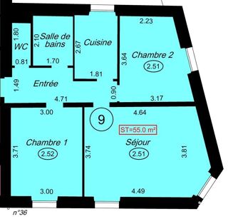  Appartement à vendre 3 pièces 55 m²