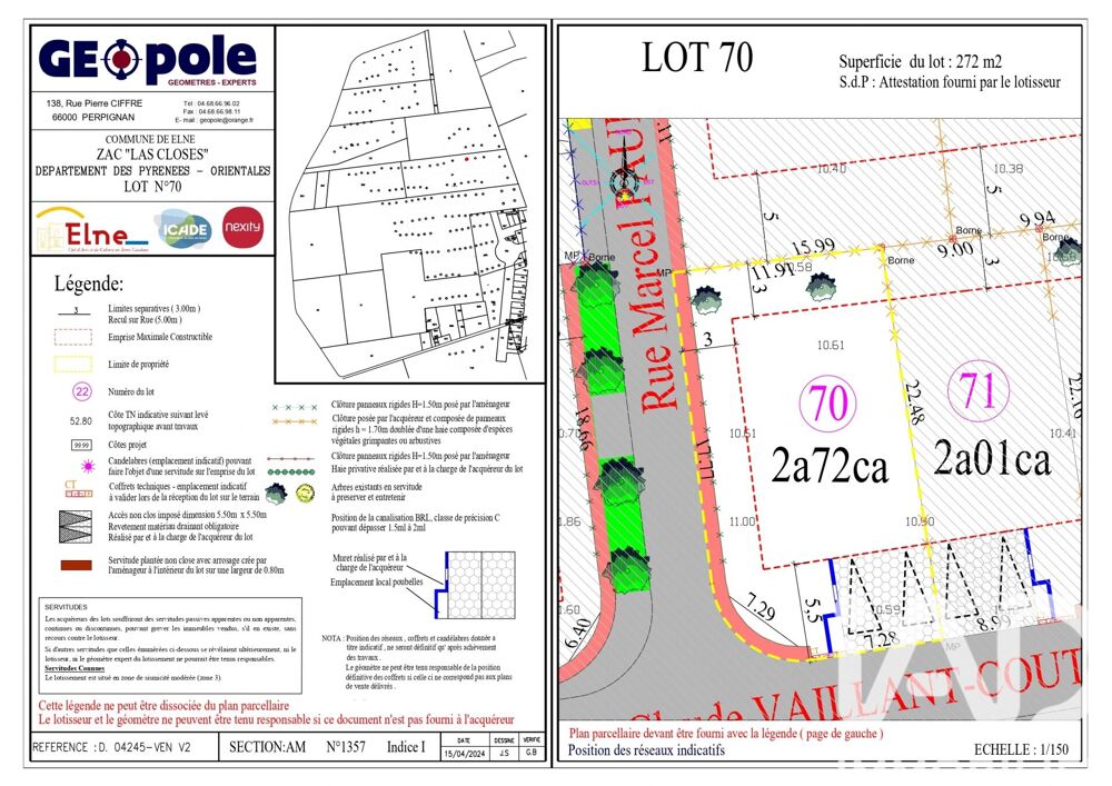 vente Terrain - 272 m² Elne (66200)