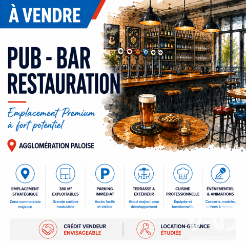 Vente Bar, Brasserie, Tabac 380 m&sup2; 140000 64230 Lescar