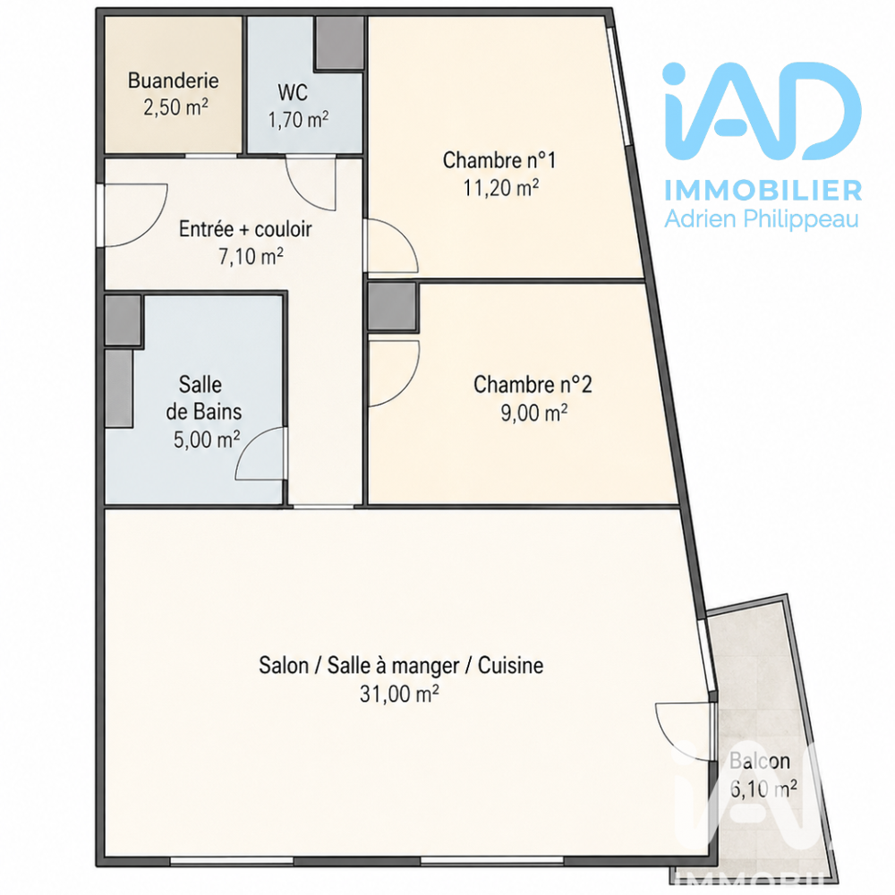 Appartement 3 pièces 68 m² · à Rezé · 68 m² · 239 000 €