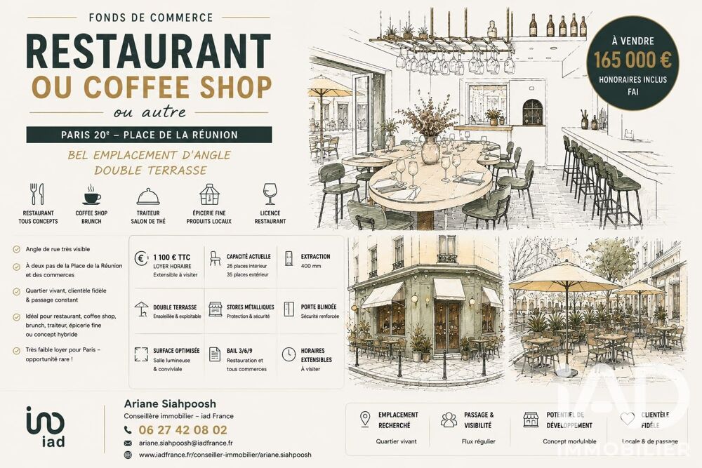  Vente Restaurant 45 m&sup2; 
