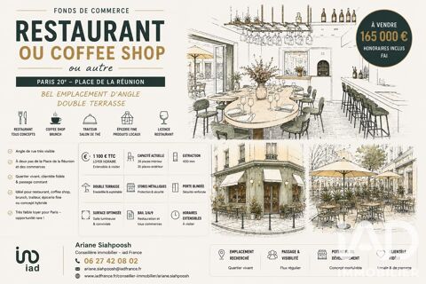 Vente Restaurant 45 m&sup2; 165000 75020 Paris