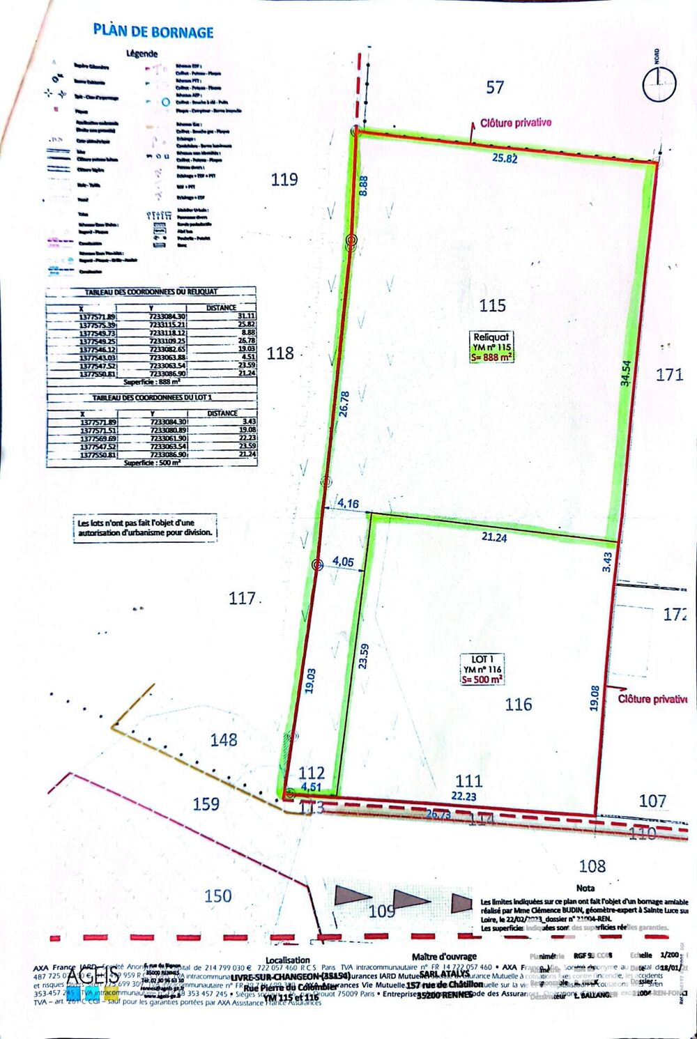 Vente Terrain Vente Terrain à bâtir 888 m&sup2; Livré-sur-changeon