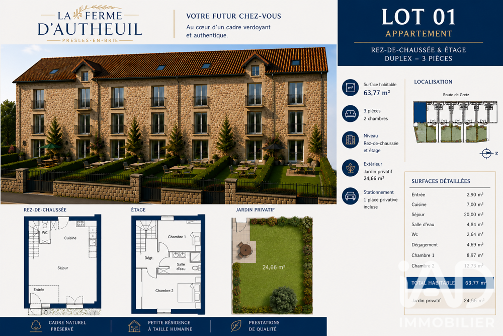 Vente Duplex 3 pièces