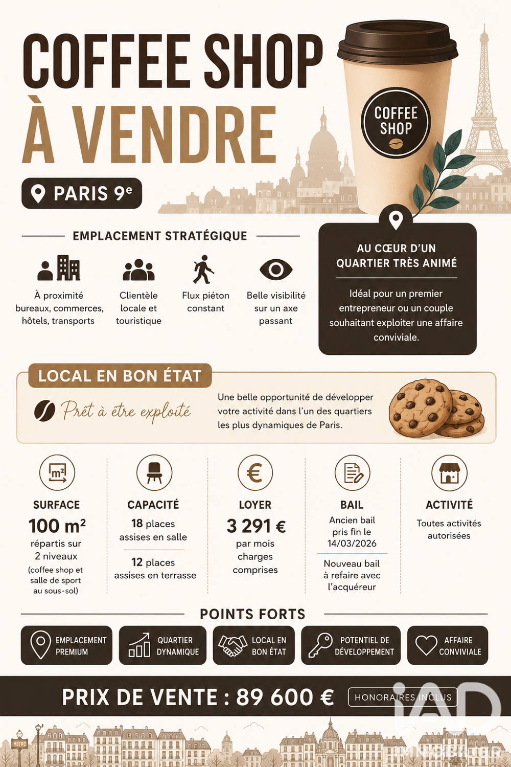   Vente Restauration rapide 100 m&sup2; 