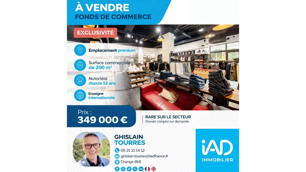   Vente Boutique/Local commercial 200 m&sup2; 