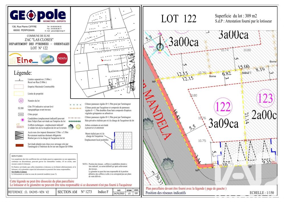 Vente Terrain Vente Terrain à bâtir 307 m&sup2; Elne