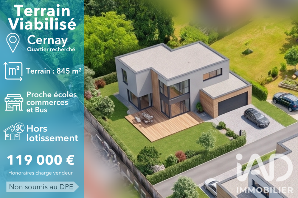 Vente Terrain Vente Terrain à bâtir 845 m&sup2; Cernay