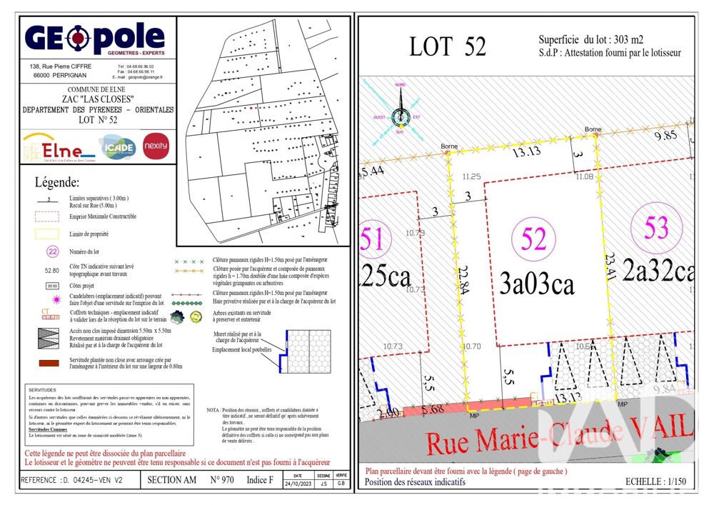 Vente Terrain Vente Terrain à bâtir 303 m&sup2; Elne