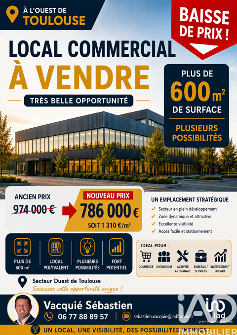 iad France - S&eacute;bastien Vacquie vous propose: LOCAL CO... 786000 31000 Toulouse