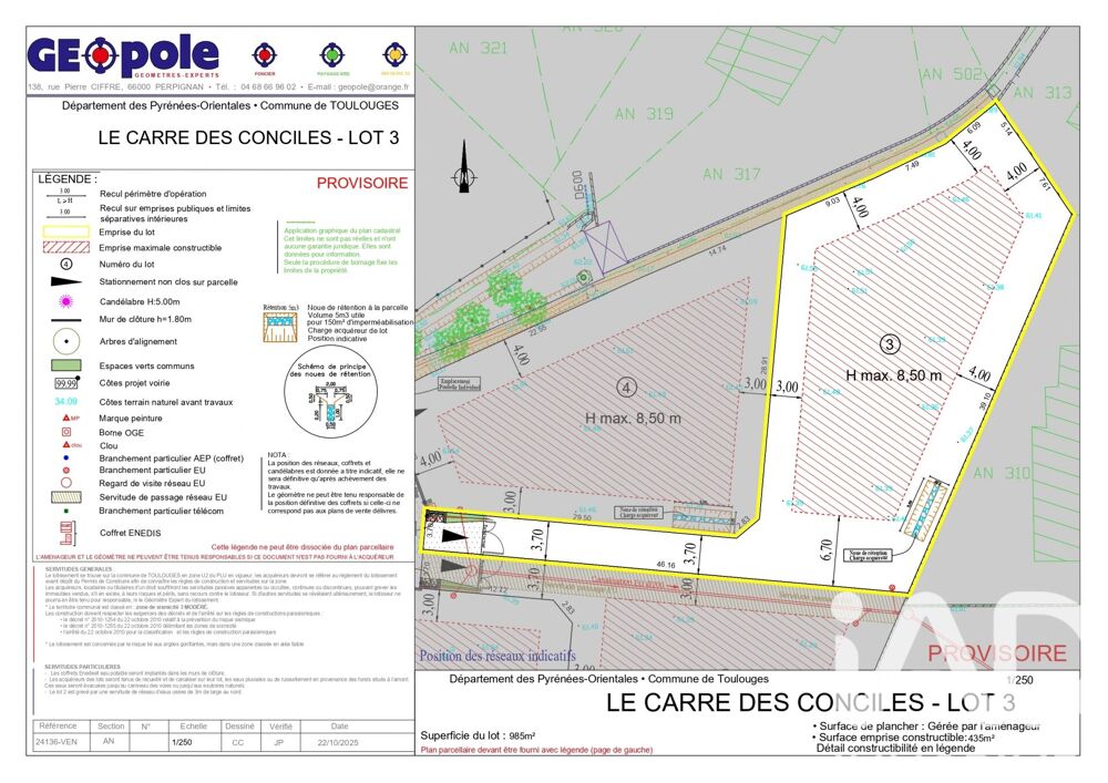 Vente Terrain Vente Terrain à bâtir 985 m&sup2; Toulouges