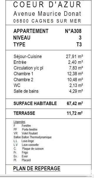  Appartement à vendre 3 pièces 67 m²