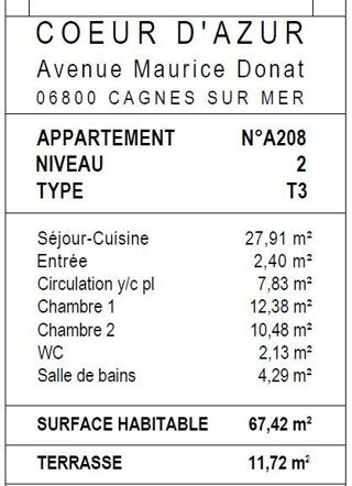 Appartement à vendre 3 pièces 67 m²