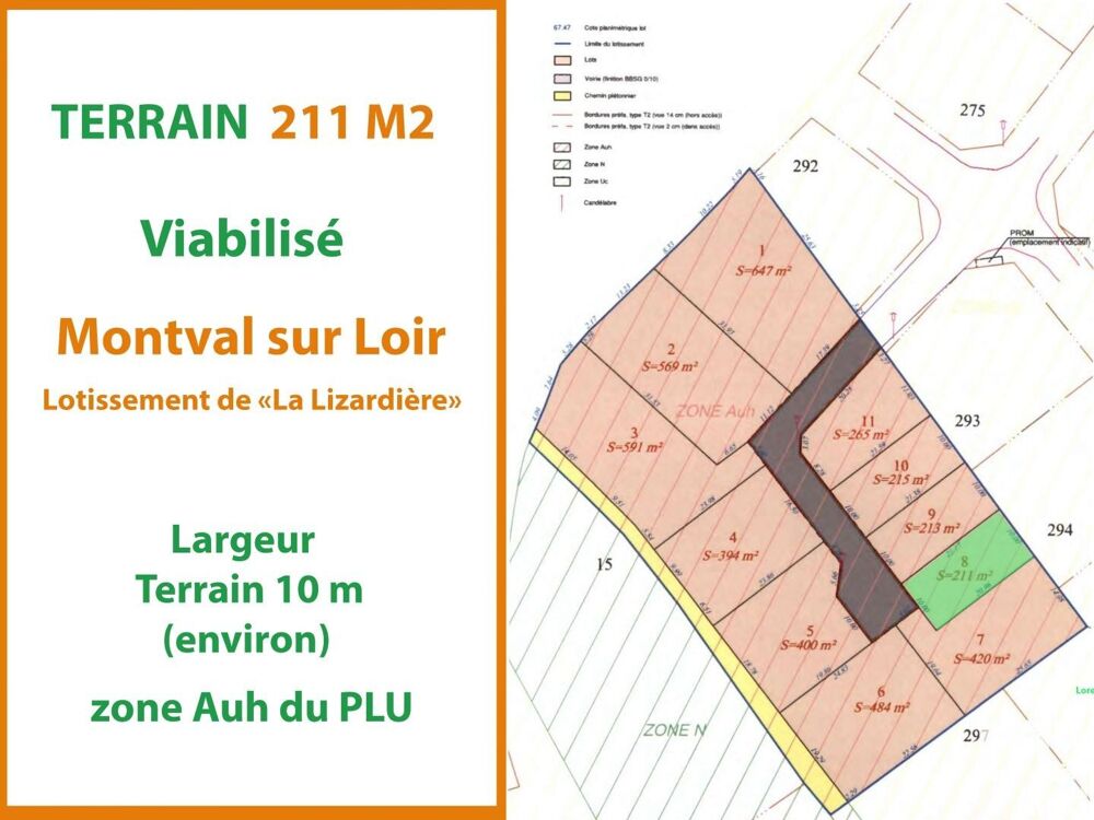 Vente Terrain Vente Terrain 211 m&sup2; Montval-sur-loir