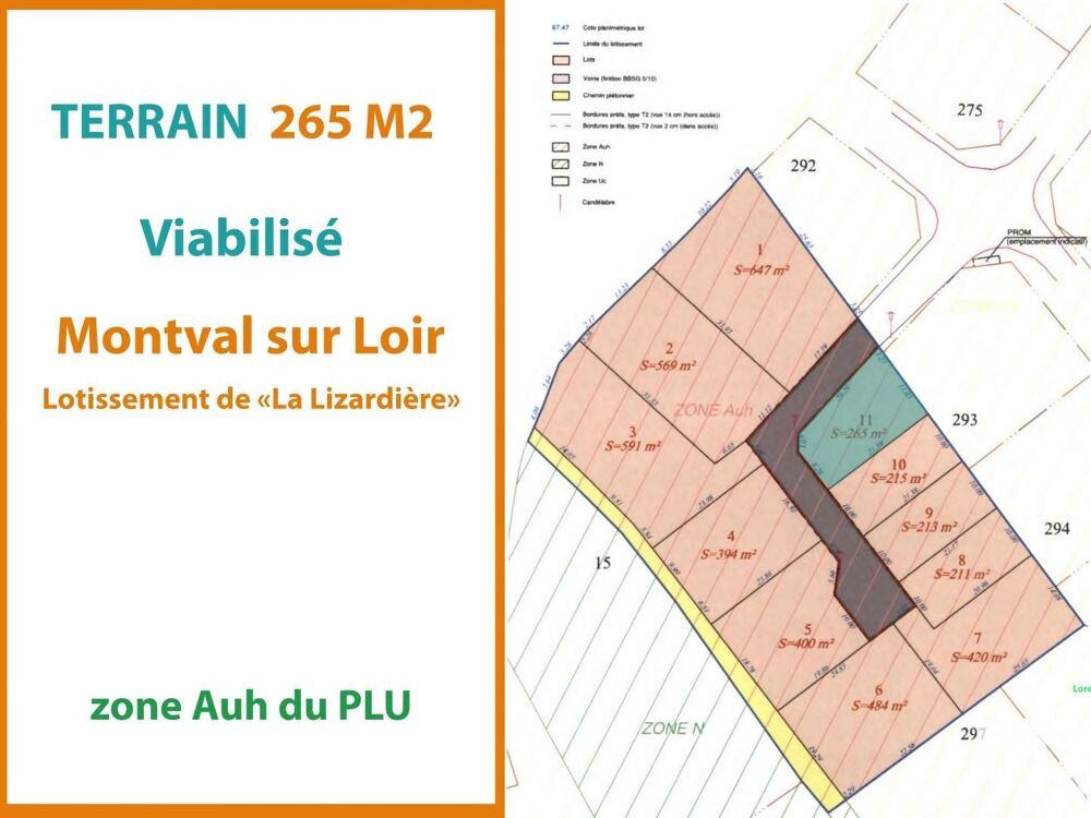 Vente Terrain Vente Terrain 265 m&sup2; Montval-sur-loir