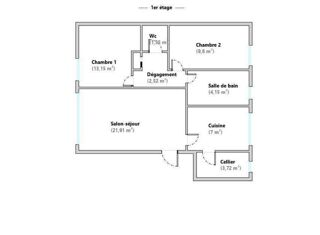  Appartement à louer 3 pièces 61 m²