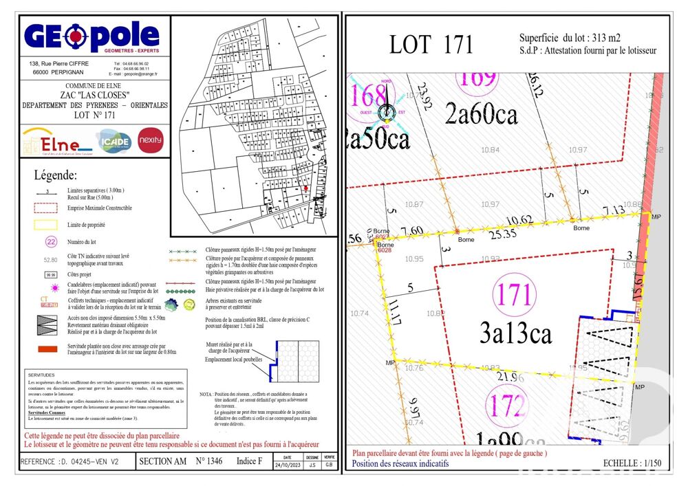 Vente Terrain Vente Terrain à bâtir 313 m&sup2; Elne