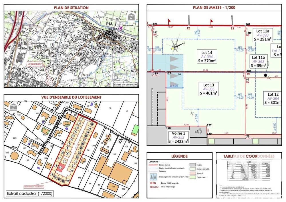 Vente Terrain Vente Terrain à bâtir 401 m&sup2; Pia