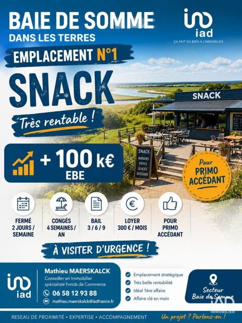 Vente Restauration rapide 1 m&sup2; 190400 80100 Abbeville