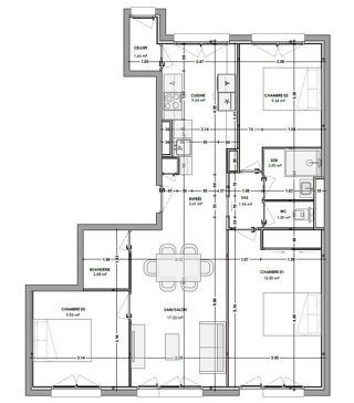  Appartement à louer 4 pièces 71 m²