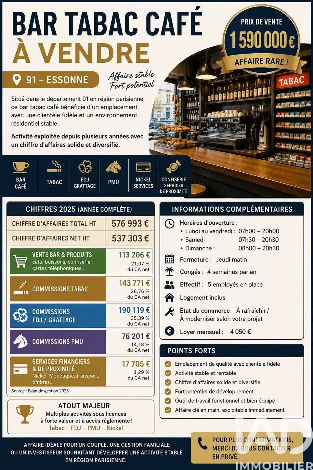   Vente Bar, Brasserie, Tabac 160 m&sup2; 