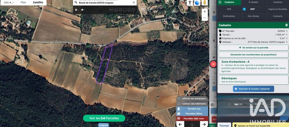 Vente Terrain Vente Terrain 14 781 m&sup2; Lorgues
