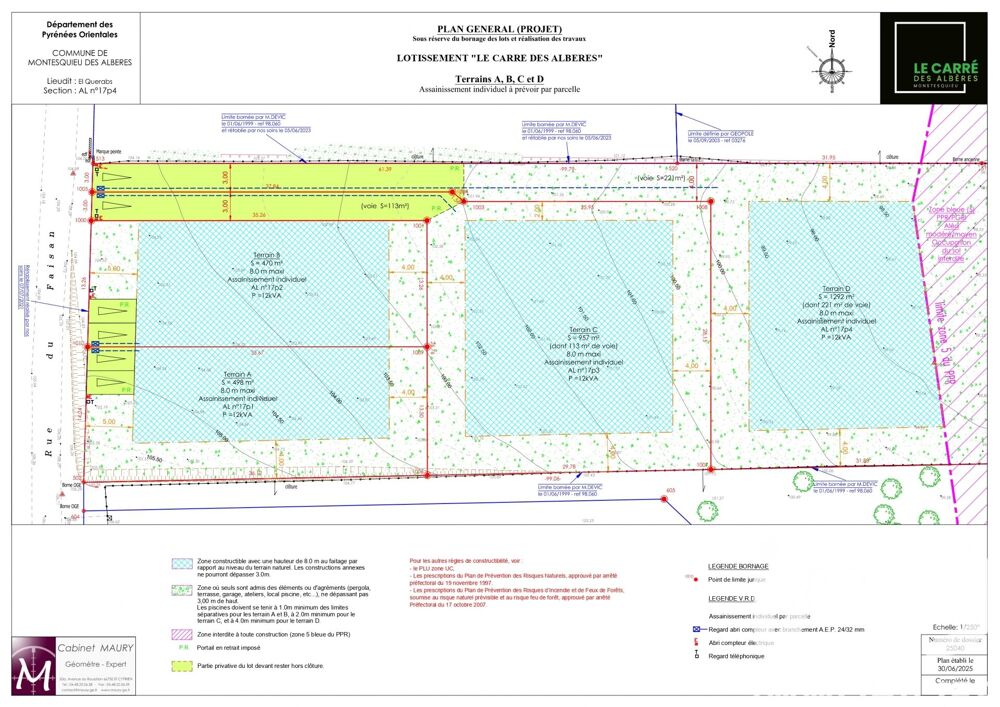 Vente Terrain Vente Terrain à bâtir 1 292 m&sup2; Montesquieu-des-albères