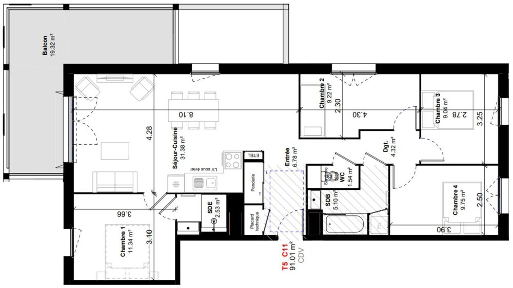 Vente Appartement 5 pièces
