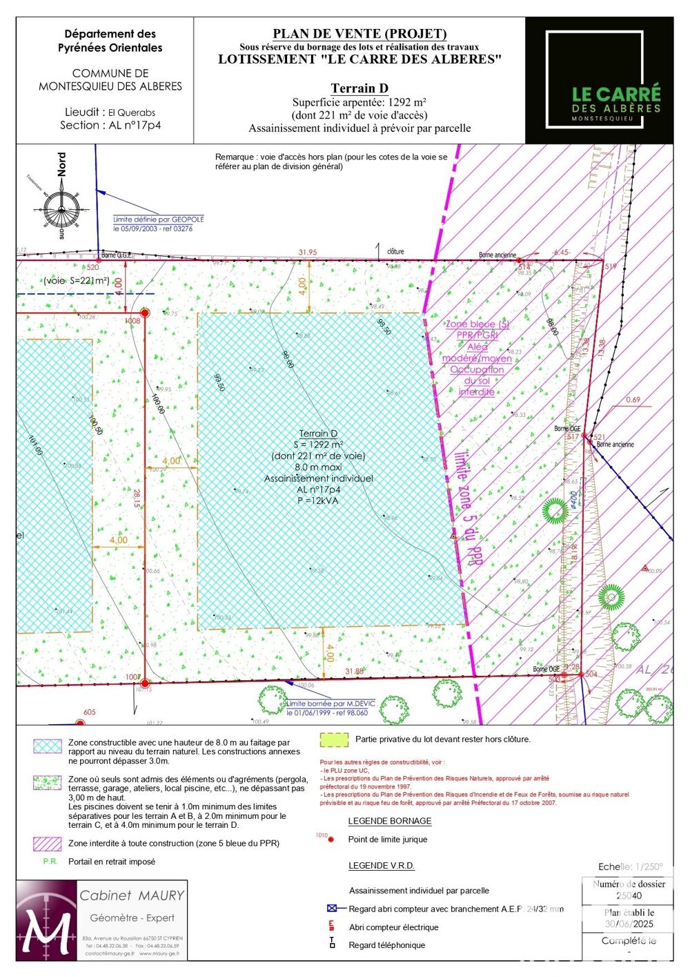 Vente Terrain Vente Terrain à bâtir 1 292 m&sup2; Montesquieu-des-albères
