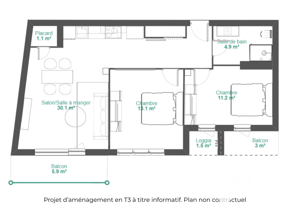 Vente Appartement 2 pièces