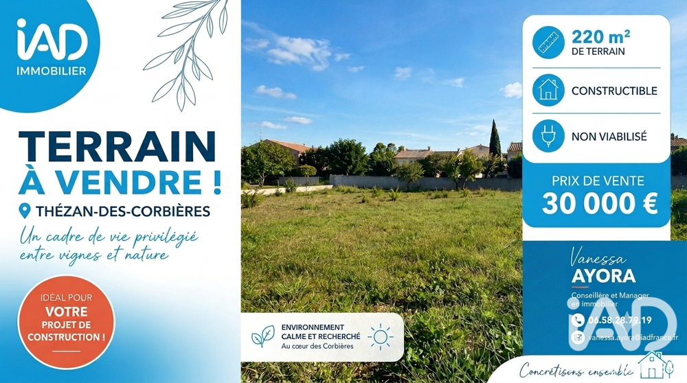 Vente Terrain Vente Terrain 220 m&sup2; Thézan-des-corbières