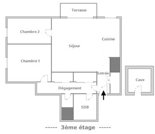  Appartement à louer 3 pièces 64 m²