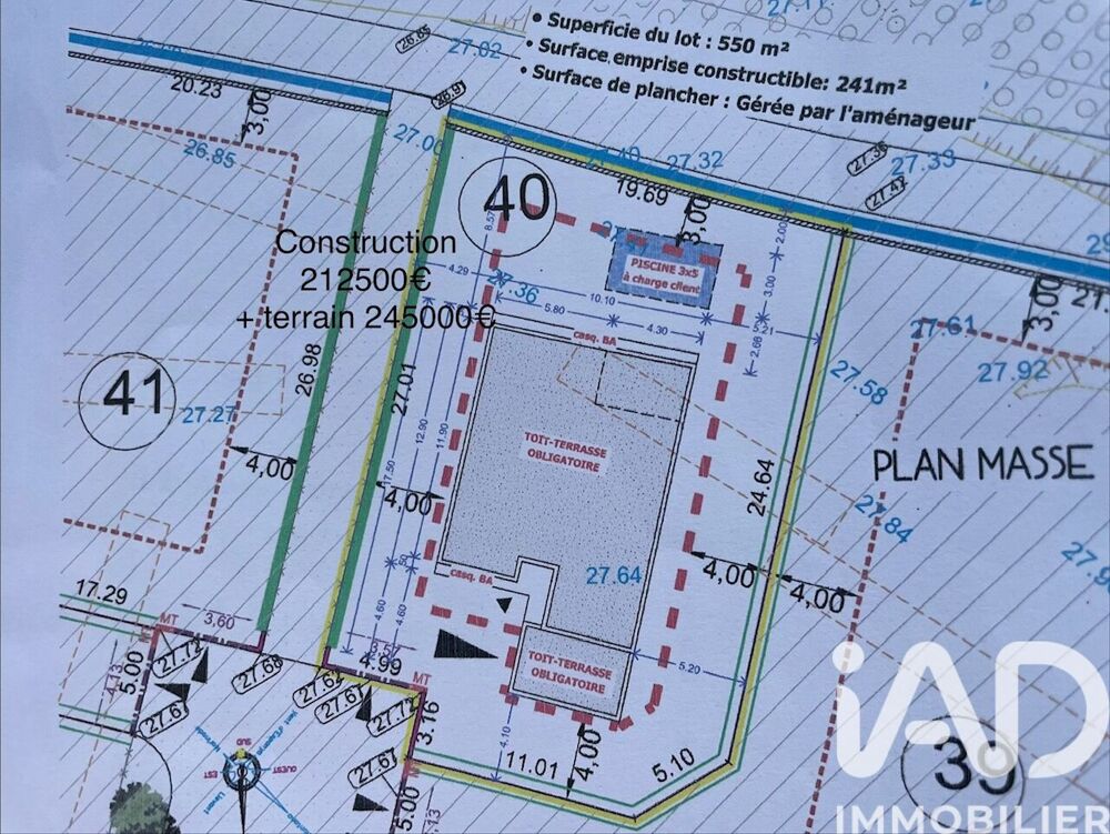 Vente Terrain Vente Terrain à bâtir 550 m&sup2; Villeneuve-de-la-raho