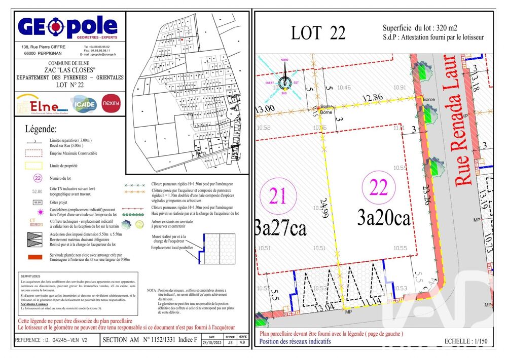 Vente Terrain Vente Terrain à bâtir 320 m&sup2; Elne