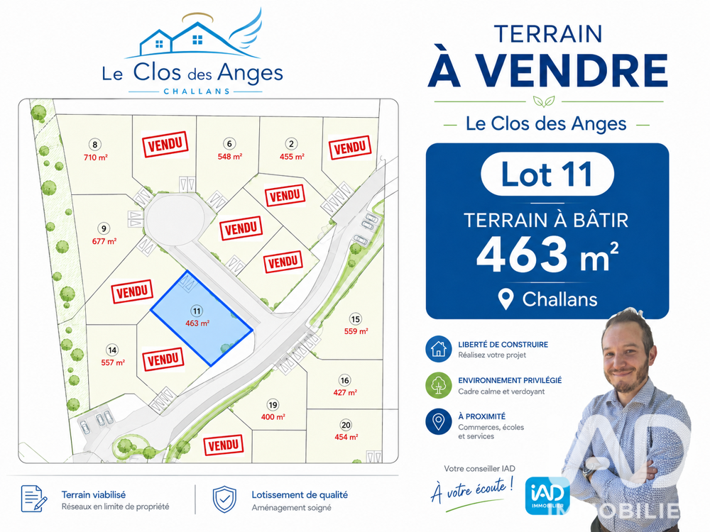 Vente Terrain Vente Terrain à bâtir 463 m&sup2; Challans