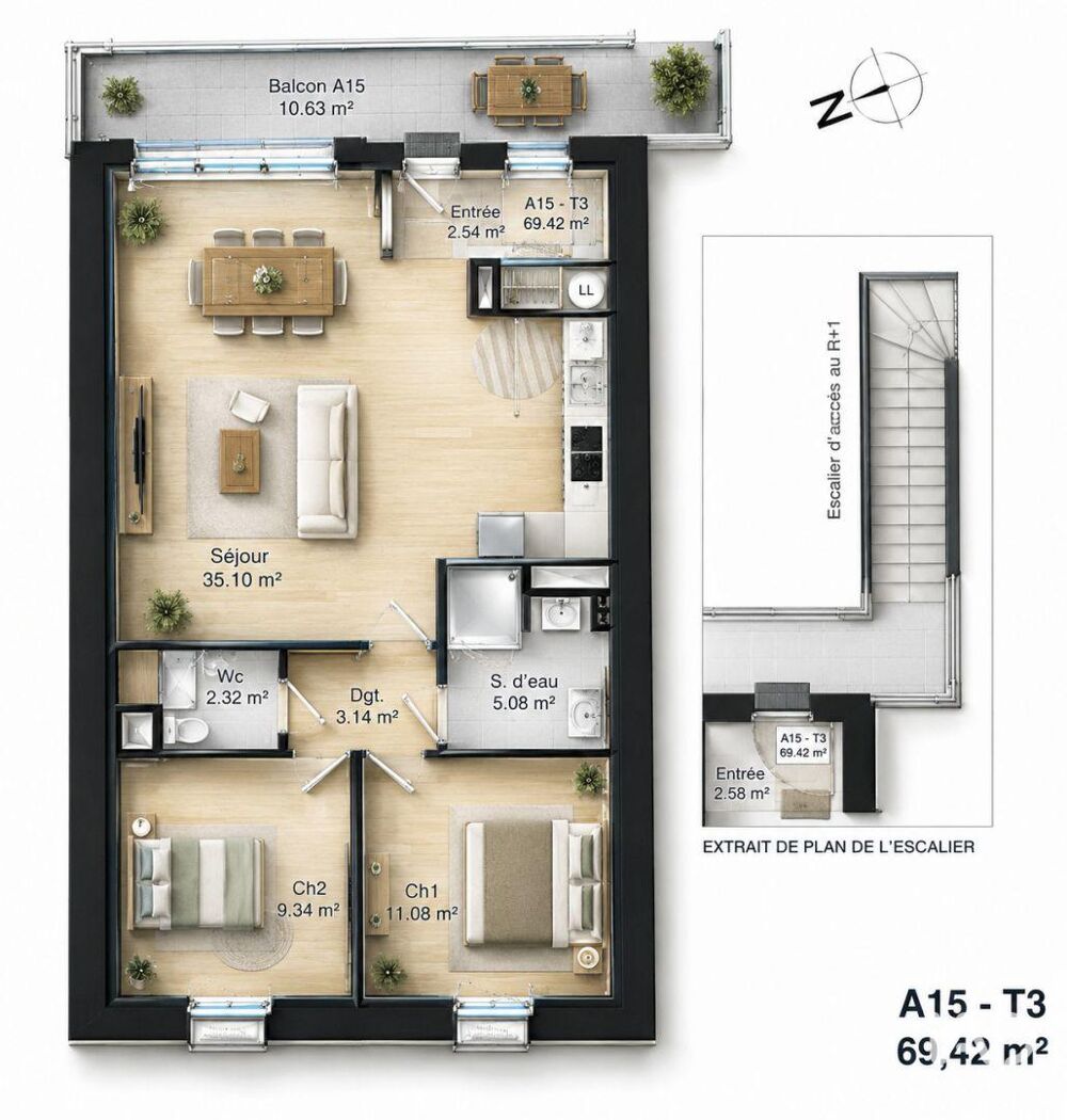 Vente Appartement 3 pièces