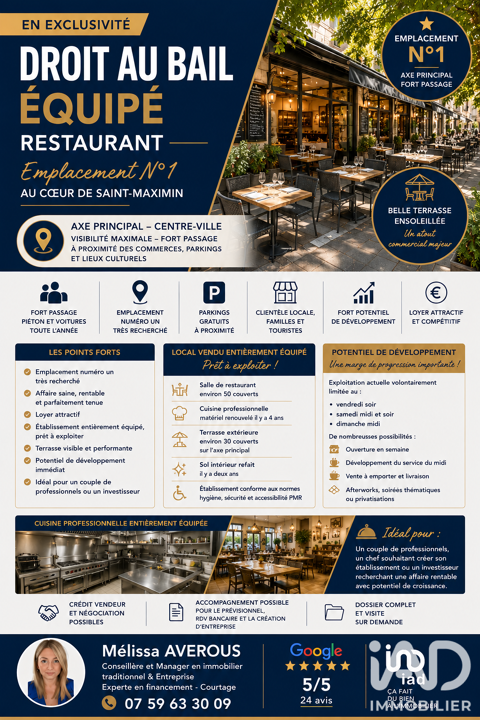 Vente Restaurant 100 m&sup2; 39200 83470 Saint-maximin-la-sainte-baume