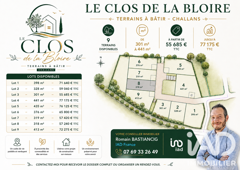 Vente Terrain Vente Terrain 318 m&sup2; Challans