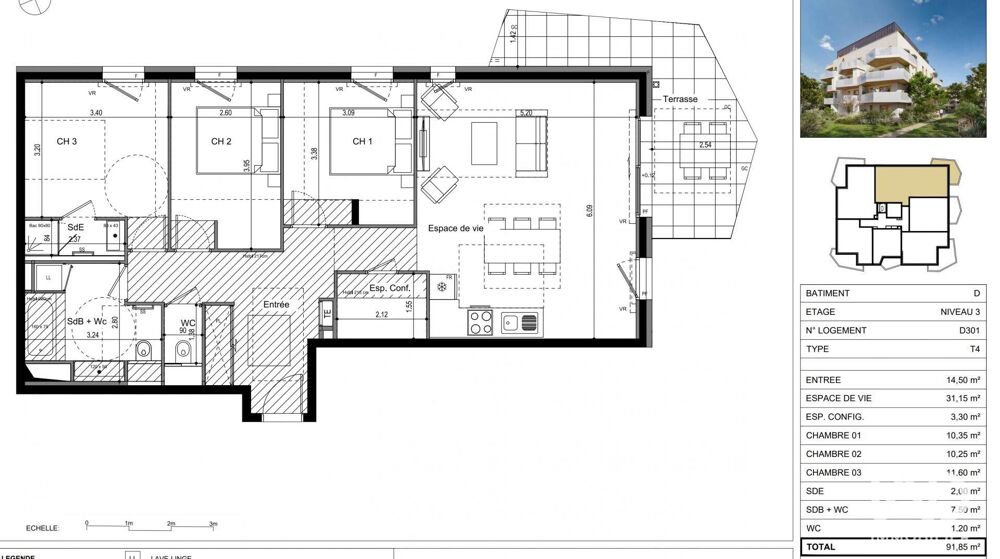 vente Appartement - 4 pièce(s) - 92 m² Ville-la-Grand (74100)