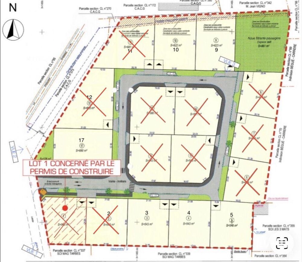 Vente Terrain Vente Terrain 546 m&sup2; Tarbes