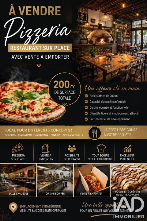 Vente Cr&ecirc;perie, Pizzeria 250 m&sup2; 98880 22200 Guingamp