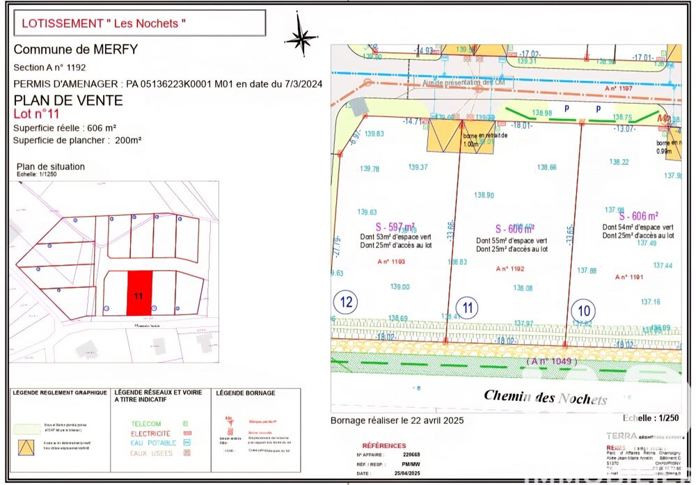 Vente Terrain Vente Terrain à bâtir 597 m&sup2; Merfy