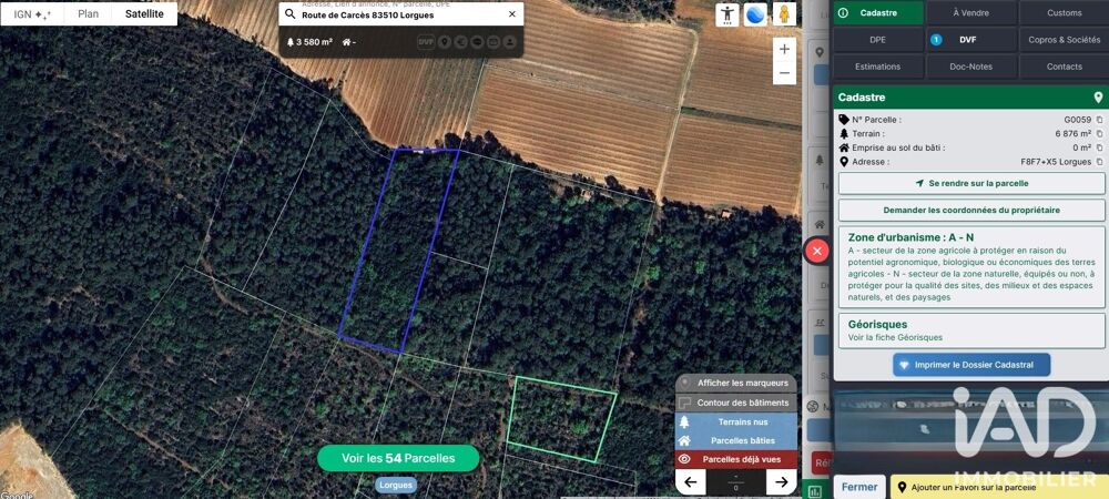 Vente Terrain Vente Terrain 14 781 m&sup2; Lorgues