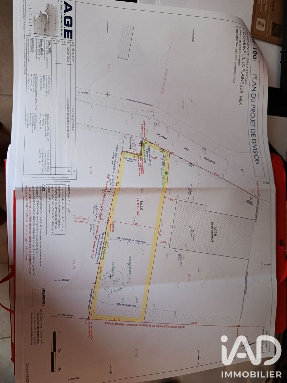 Vente Terrain Vente Terrain 430 m&sup2; La plaine sur mer