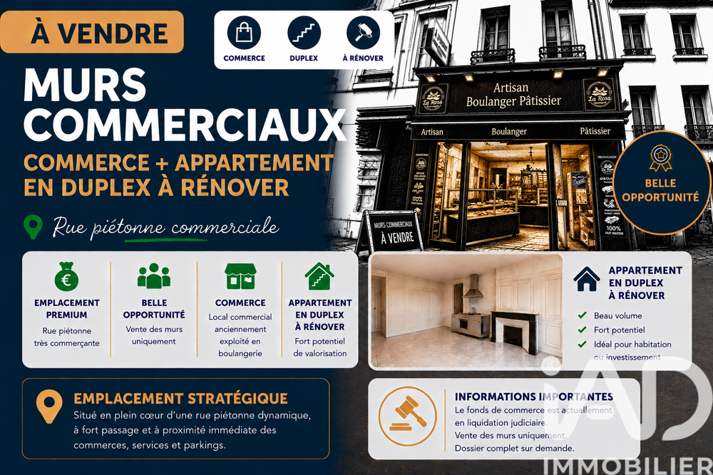   Vente Boutique/Local commercial 180 m&sup2; 