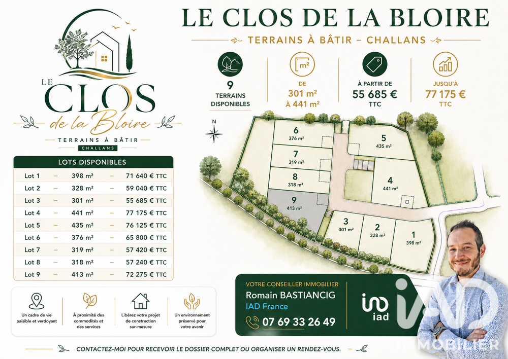 Vente Terrain Vente Terrain à bâtir 413 m&sup2; Challans