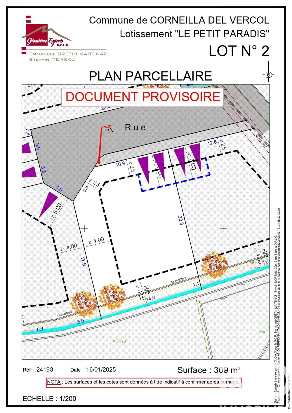 Vente Terrain Vente Terrain à bâtir 309 m&sup2; Corneilla-del-vercol