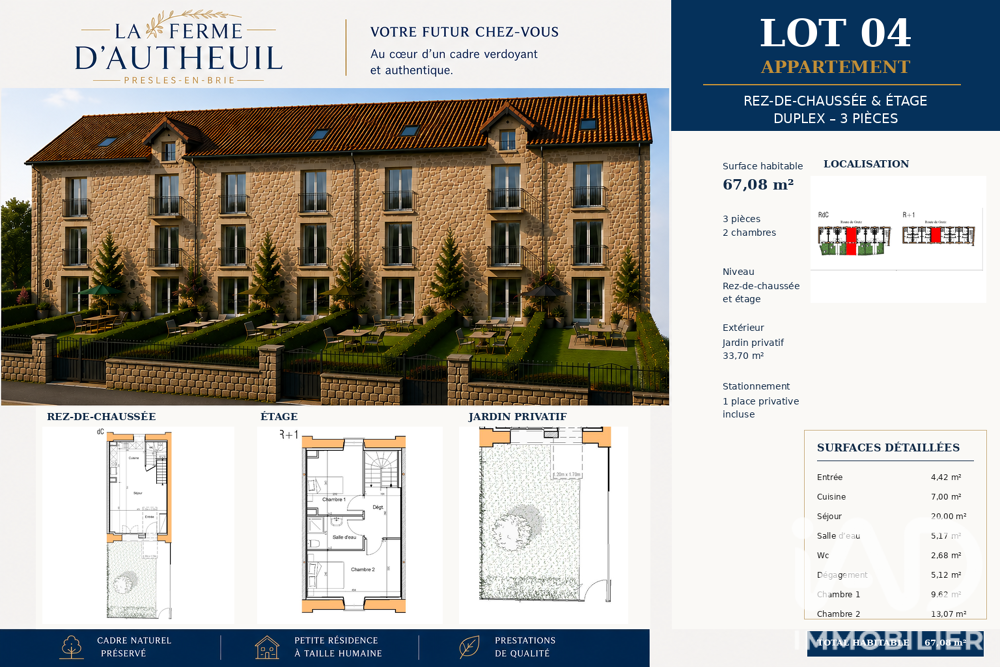 Vente Duplex 3 pièces