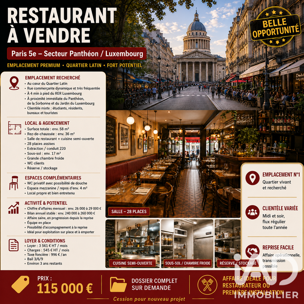   Vente Restaurant 58 m&sup2; 